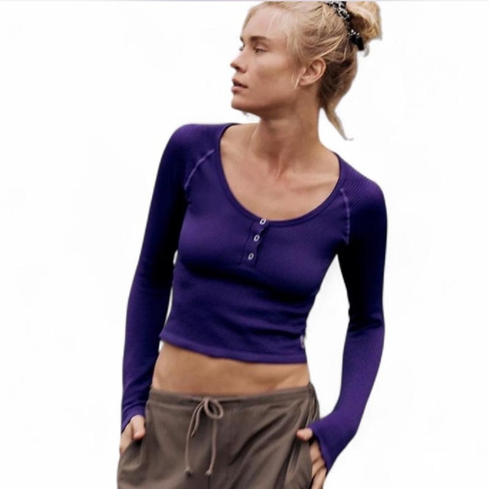 Free People Movement Bail Out Henley Top Purple M/L NWT